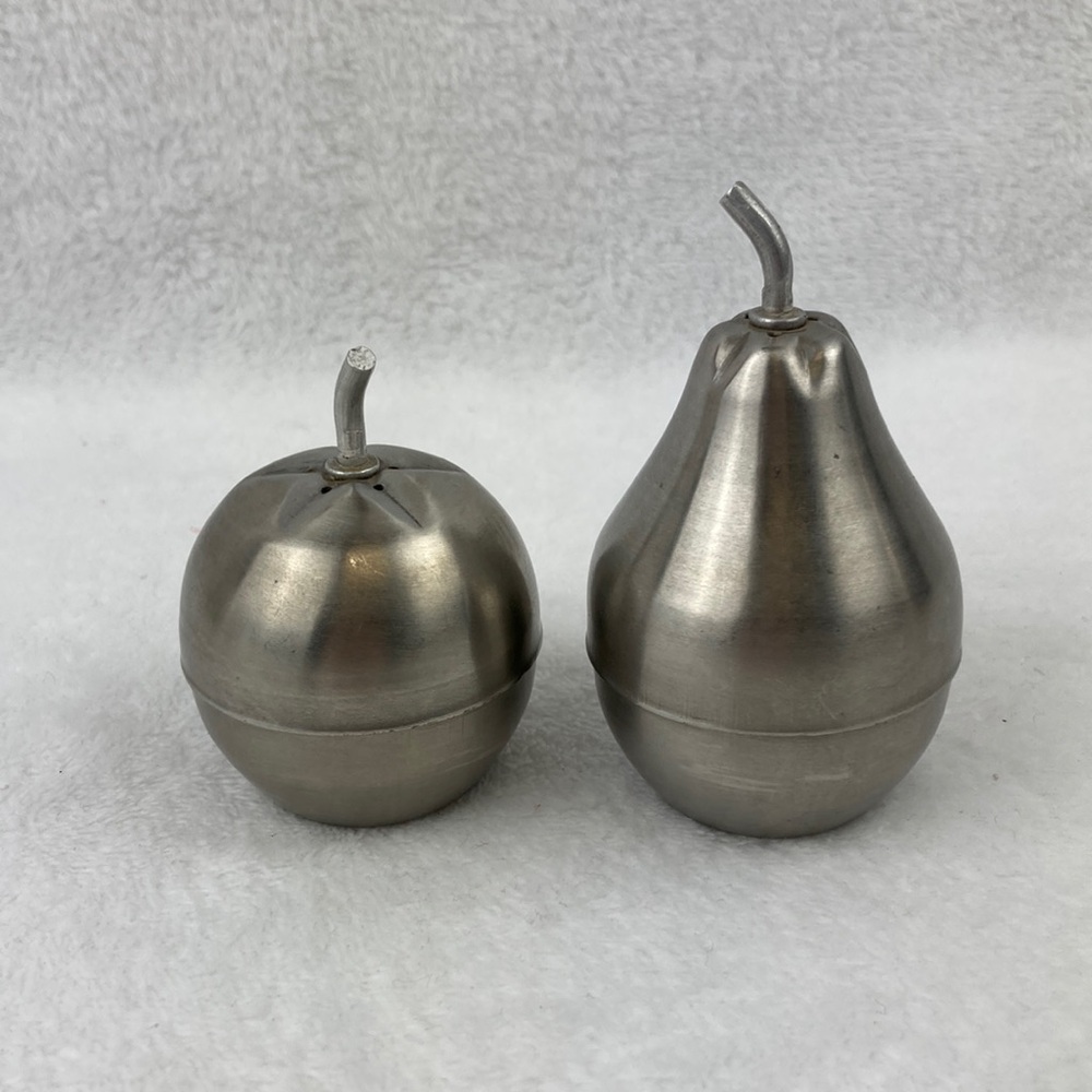 Stainless Steel Fairgrove Apple & Pear Salt & Pepper Shaker Set 2.5” & 3.25”